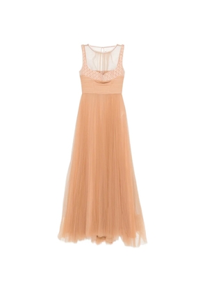 Elisabetta Franchi sheer-detail sleeveless maxi dress - Neutrals