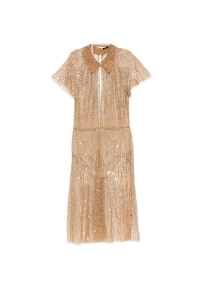 Elisabetta Franchi collared embellished midi dress - Neutrals