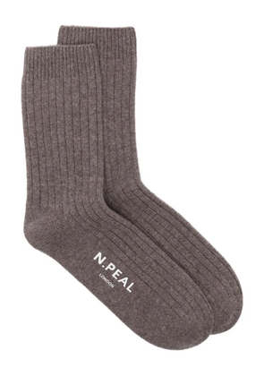 N.Peal ribbed socks - Brown