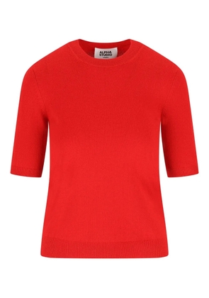 ALPHA STUDIO short-sleeve cashmere top - Red