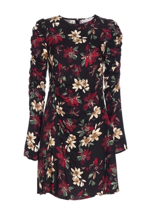MAR DE MARGARITAS puff-sleeve floral print dress - Black