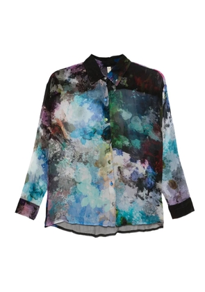 YAVI abstract-print silk shirt - Blue