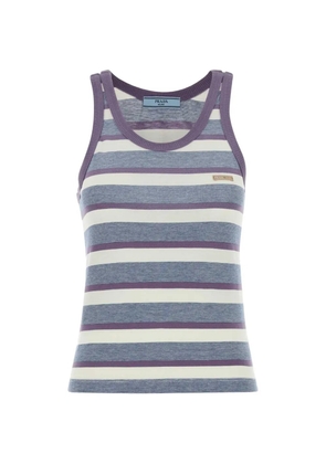 Prada embroidered cotton tank top - Blue