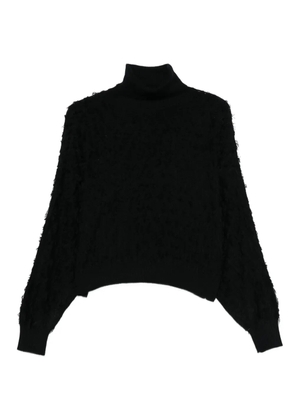 TWINSET roll-neck frayed-edge sweater - Black