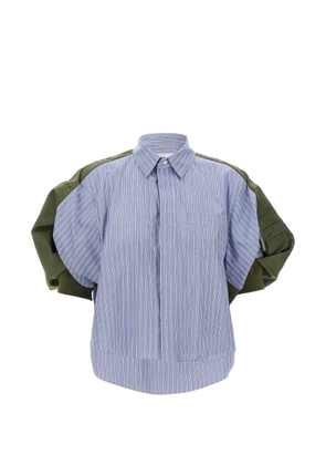 sacai striped bomber short-sleeve shirt - Blue