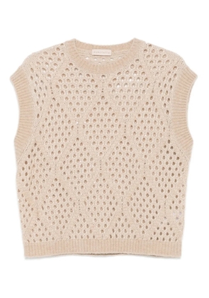 Purotatto cropped textured vest - Neutrals