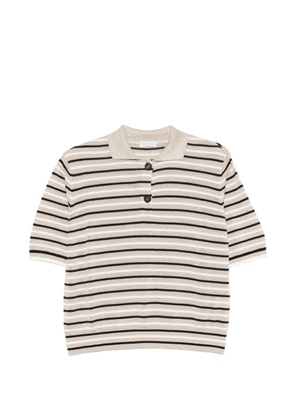 Brunello Cucinelli striped polo top - Neutrals
