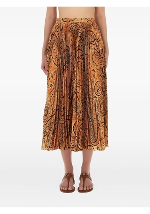 ETRO paisley-print pleated midi skirt - Orange