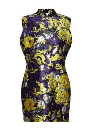 MSGM brushstroke floral-print dress - Yellow