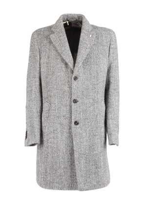 BRANDO herringbone-pattern coat - Grey