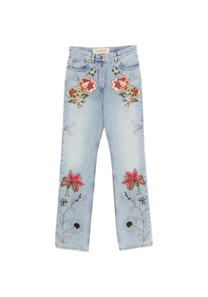 Valentino Garavani floral-embroidery jeans - Blue