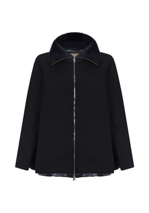 Herno fur collar zip coat - Black