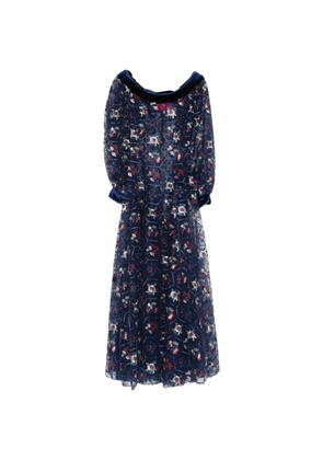 MIAU by Clara Rotescu Cruz floral-appliqué dmaxi ress - Blue