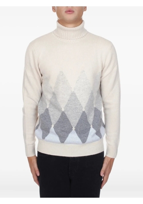 Ballantyne argyle roll-neck sweater - White