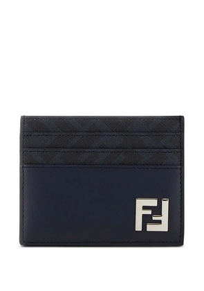 FENDI logo leather card holder - Blue