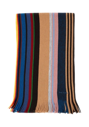 Paul Smith signature-stripe fringed scarf - BEIGE