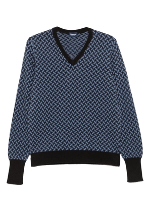 Drumohr V-neck geometric-pattern sweater - Blue