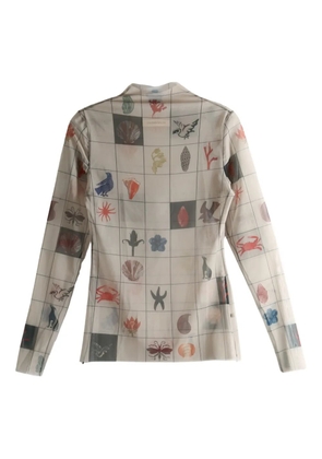 YASSMIN SALEH printed grid top - Blue