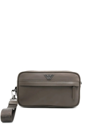 Emporio Armani logo strap wash bag - Grey