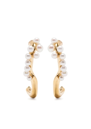 BEATRIZ PALACIOS pearled wave earrings - Gold