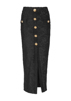 Balmain button-embellished damask skirt - Black