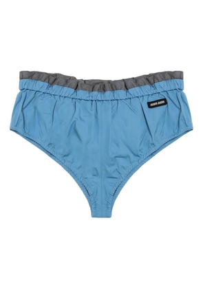 Miu Miu logo-patch mini shorts - Blue