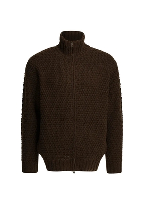 BEAMS PLUS zip high-neck cardigan - Brown