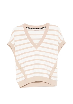 LIU JO striped V-neck T-shirt - White