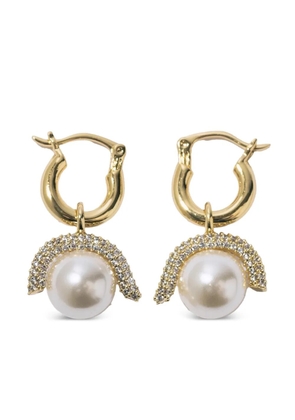 Pearl Octopuss. Y pearl embellished hoop earrings - Gold