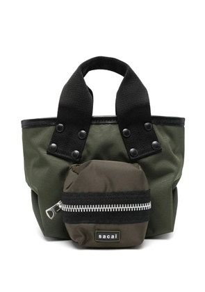 sacai zip detail tote bag - Green