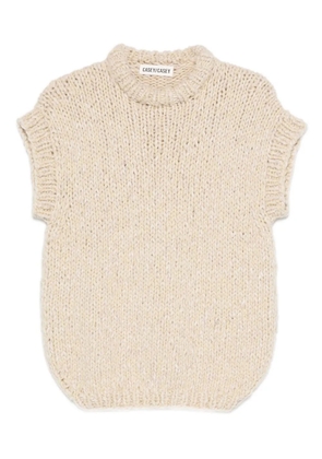 Casey Casey round-neck knitted top - Neutrals