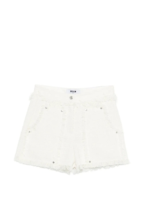 MSGM fringed-detail pocket shorts - White
