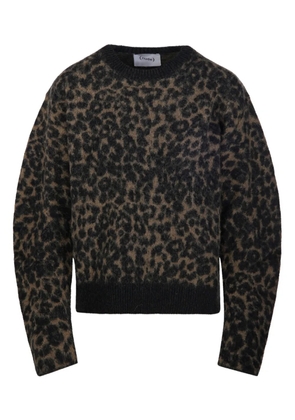 Nude leopard-print balloon sleeve sweater - Green