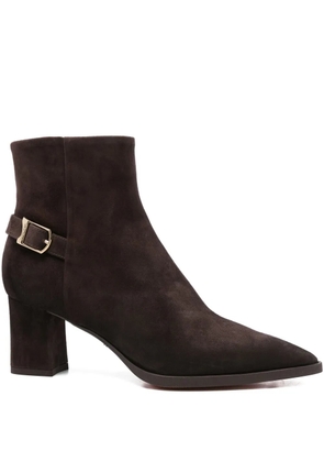 Santoni 60mm pointed-toe buckle-detail ankle boots - Brown