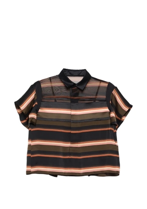 sacai striped-pattern polo shirt - Black