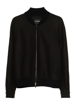 Emporio Armani zip-up pocketed bomber jacket - Black