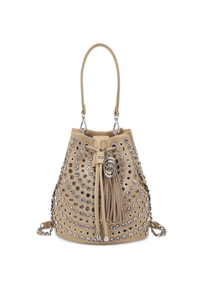La Carrie small rhinestone-embellished bucket bag - Neutrals