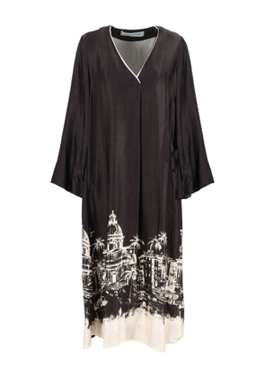 Shirtaporter printed V-neck dress - Black