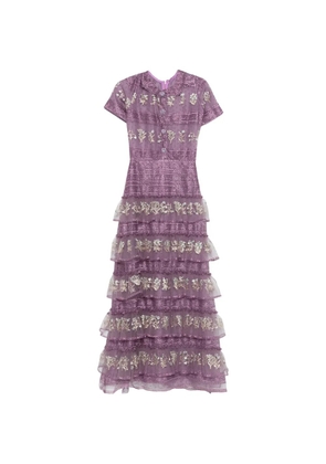 MIAU by Clara Rotescu floral ruffled maxi dress - Purple