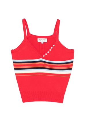 Frankies Bikinis striped button tank top - Red