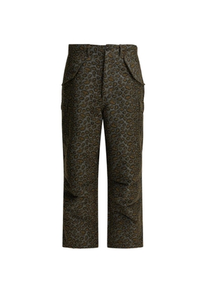 BEAMS PLUS flap-pocket leopard print trousers - Grey