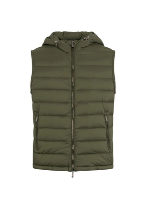 Moorer hooded zip sleeveless gilets - Green