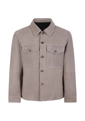 SELECTED pockets button suede jacket - Grey