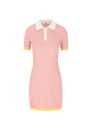 FENDI logo-pattern midi dress - Pink