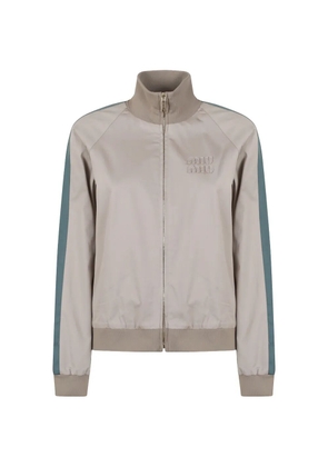 Miu Miu logo-embellishment bomber jacket - Neutrals