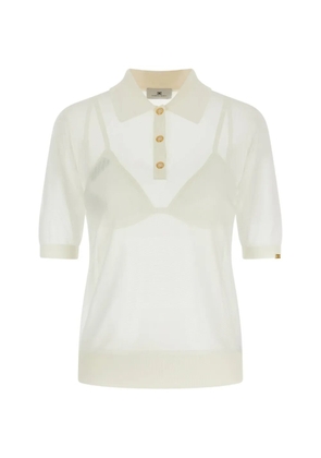 Elisabetta Franchi ribbed bra and polo shirt set - White
