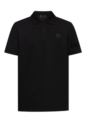 Moncler logo-plaque polo shirt - Black