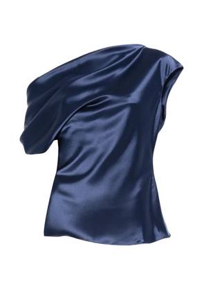 SOPHIE ET VOILÀ draped-shoulder satin top - Blue