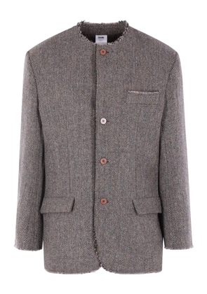 Magliano herringbone-pattern frayed jacket - Brown