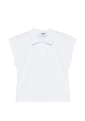 MSGM pointelle short-sleeve polo top - White